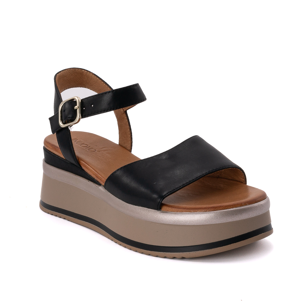 Inuovo Sandali Zeppa Donna Nero d124847a98007001001_a98007